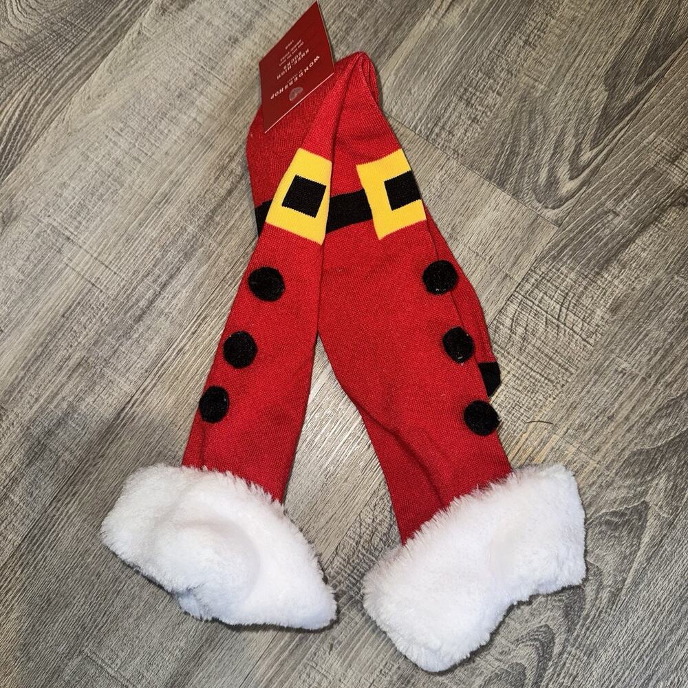 Wondershop Target Santa Knee High Socks Red Faux Fur Cuff One Size NWT